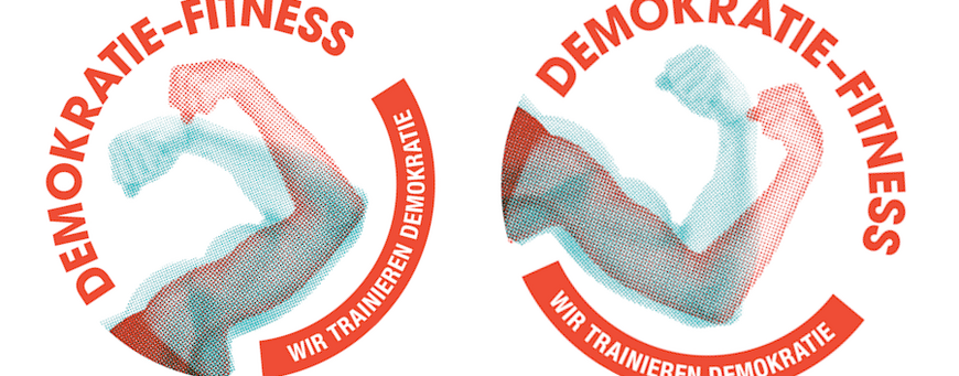 Logo von Demokratie-Fitness (Oberarm mit geballter Faust)